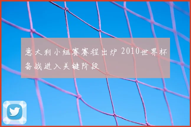 意大利小组赛赛程出炉 2010世界杯备战进入关键阶段